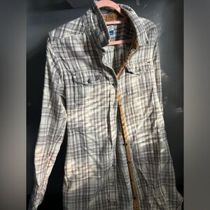 KAVU Jurnee Plaid Flannel Shirt Dress w/ Corduroy Patches | Small